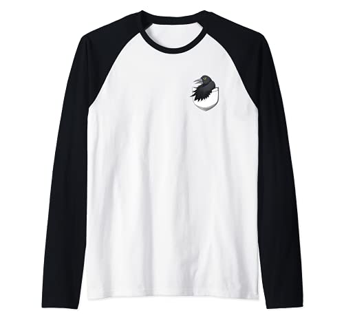 Raven In Pocket Aesthetic Pájaro Black Cuervo Camiseta Manga Raglan