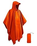 Victoper Waterproof Poncho Adult, Lightweight Reusable Rain Poncho Adult Waterproof for Outdoor Hiking Camping Cycling Traveling Waterproof Raincoat with Emergency Grommet Corners Orange