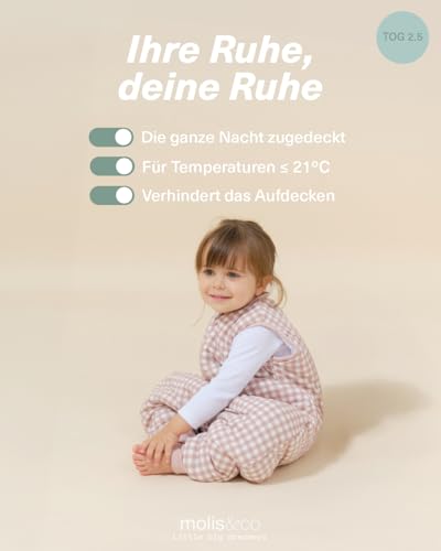 molis & co Baby Winterschlafsack 25 TOG Dusty Rose 70 cm – Bild 5