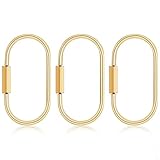 3 Pcs Brass Key Ring with Screw Lock - Durable Gold Carabiner Keychain Clip for Keys, Bags, Handbags, Men & Women, Premium Gold Key Ring, Carabiner Locking Purse and Bag Charms Accessory
