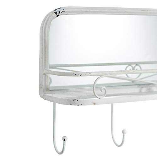 Cintre avec miroir mural métal blanc meuble rangement salle de bain