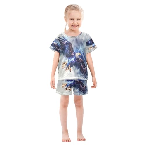 senya Short Sleeve Pajamas Sets Summer Cotton Sleepwear Eagle Blue Lightning3