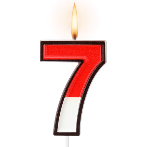 Conelist Cartoon Red and White Birthday Cake Candle Numeral Birthday Cake Topper for Animated Decoration Cartoon Party Supplies(Number 7)