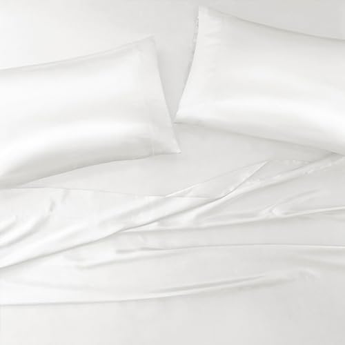 Image of Madison Park Essentials Satin Pillowcase Set of 2, Silky, Standard White | Pillowcase Cover for Hair & Skin, Luxuriously Soft, Natural Sheen Luster, Cool to Touch, Wrinkle-Free, Machine Washable