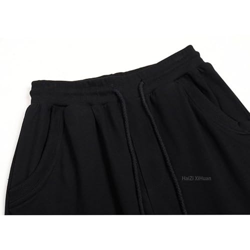 Men's Chinese Crane Cherry Blossom Embroidered Pants Baggy Black Casual Pants Cotton Athletic Pants Summer Pants 5