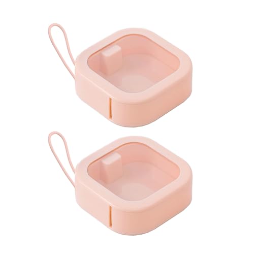WEIMU 2-Pack Hair Tie and Cotton Swab Storage Box (With Lid) - Portable Hair Accessory Storage Box, Cotton Swab Holder for Bathroom, Dressing Table, Travel - Pink