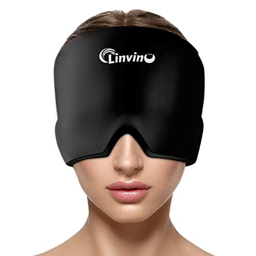 Gel Ice Headache & Migraine Relief Cap, Cold Therapy Headache Relief Hat, Comfortable and Stretchable Migraine Relief Products for Tension Headache Relief, Puffy Eyes, Sinus & Stress Relief Relief