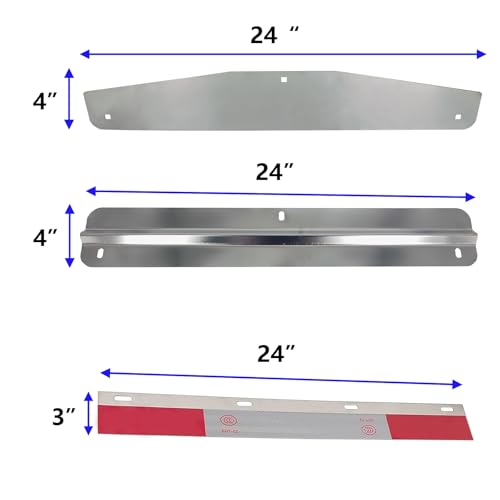 Image of Pair 24 inch Stainless Steel Mud Flap Weights and Backing Plate 4 Pack with Aluminum Reflectors for Semi Trucks Trailers