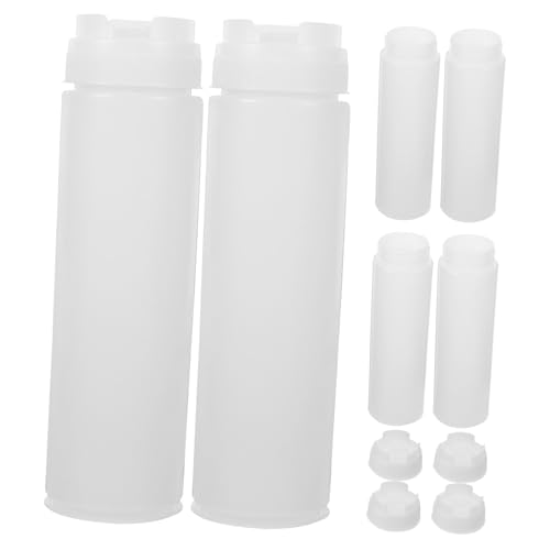 NAMOARLY 6pcs Double-sided Squeeze Sauce Bottle Squeezable Condiment Container Ketchup Mustard Bottle Squeezing Bottles for Sauce Condiment Bottles Squeezing Sauce Bottles Plastic White