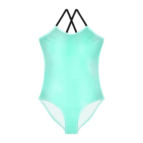 Kids Swim Suits Beach Bathing Suit 3-10 Y with Adjustable Shoulder Strap, Aqua Green Marble