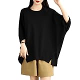 [JoccKorr] tシャツ レディース シャツ ブラウス 半袖 カットソー 丸襟 トップス ドルマンスリーブ サイドスリット 無地 ファッション かわいい 大きいサイズ 可愛い 柔らかい ゆったり 体型カバー 着瘦せ 通気性 カジュアル 通勤 春夏