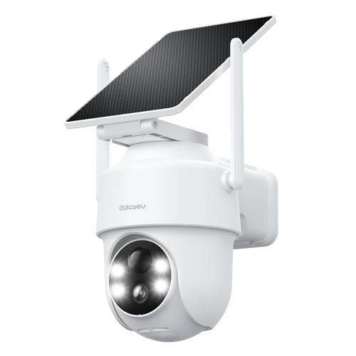 GALAYOU Camera Surveillance WiFi Exterieure sans Fil Batterie - Panneau Solaire, 2K Camera Solaire Exterieur 2,4GHz, Alerte Instantané PIR, Compatible avec...