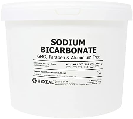 Hexeal Sodium Bicarbonate Of Soda for Cleaning, Food, Baking, Bath Bombs | 10kg Bucket | 100% BP/Food Grade