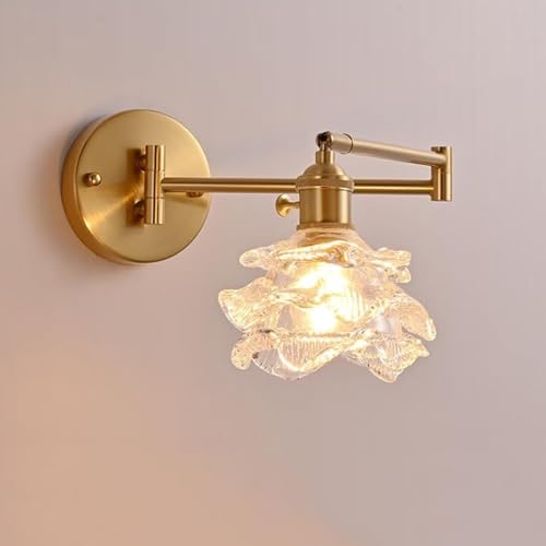 Applique fleur en verre rose vintage luminaire mural articulé salon cuisine
