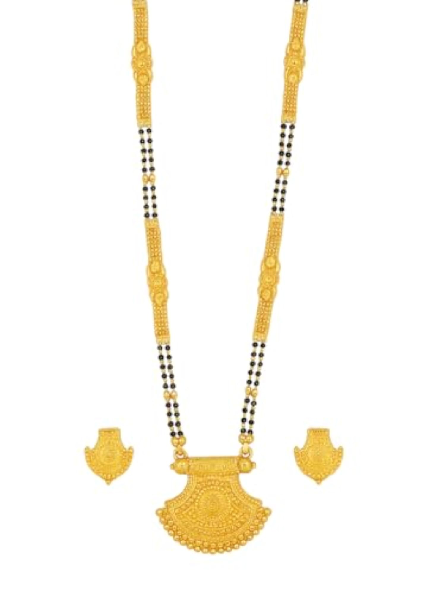 Stylish Gold Plated Long Chain Black Beads Mangalsutra