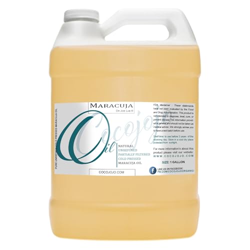 Dr Joe Lab Maracuja Oil - Pure, Partially Filtered, Cold Pressed, Non GMO, Passion Fruit Seed Bulk - 128 oz - 1 Gallon - for Skin, Hair, Nails, Body, Face & Beard