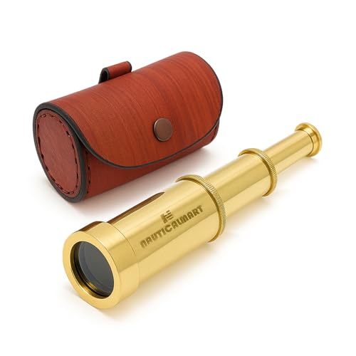 Solid Brass Handheld Telescope 6 - Nautical Pirate Spy Glass with Free case | Collectible Gift Perfect for Christmas & Holiday Gifting