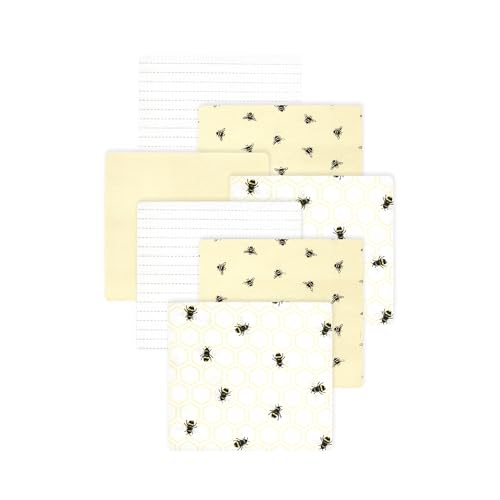 Little Treasure Hudson Baby Cotton Poly Flannel Receiving Blankets Multipack, Yellow Honey Bee, 30x30 inches