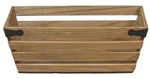 Admired By Nature Natural Wood Crate Style Planter - 6x13 Long Rectangular Wooden Crate - for Gardens, Plants, Home Decor, Organization, Weddings, Events, Storage