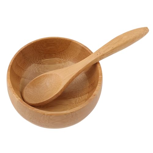 OHPHCALL Mask Diy Tool Kit Bamboo Mixing Bowl Spoon Anti-drop Stirring Bowl for Facemask