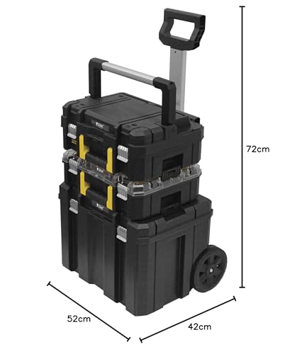 STANLEY FMST1-80103 Tour Tstak/PRO-STACK Mobile 3 Éléments Gamme FATMAX - Organiseur 7 Compartiments -Mallette 14L - Poignée Télescopique