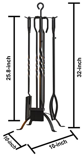 Fire Beauty 5 Pieces Fireplace Tools Sets Fireplace Accessories Tools Holder With Handles Tools For Indoor Fireplace Decor Outdoor Fire Pit Modern Tool #TOP5