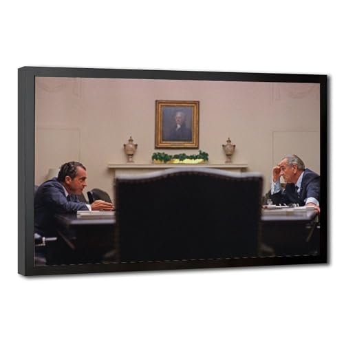 Tableau Nixon et Johnson Maison Blanche impression toile deco peinture murale historique 1968
