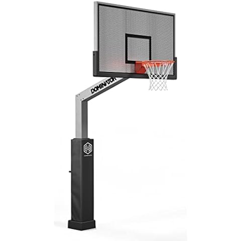 Dominator Premium Inground Adjustable Basketball Hoop - 72" Shatter-Proof Aluminum Backboard w/ 4' Overhang - Adjustable Basketball Goal - Adjusts from 7' - 10', Made of Heavy Duty Rust Proof Aluminum Cover