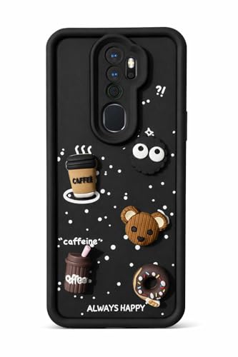 Image of Bintage Cute Fun Taddy| 3D Ball Bear| Donut| Coffee Rubber Case Full Body & Camera Protection Back Cover Compatible for Oppo A9 2020 - Black
