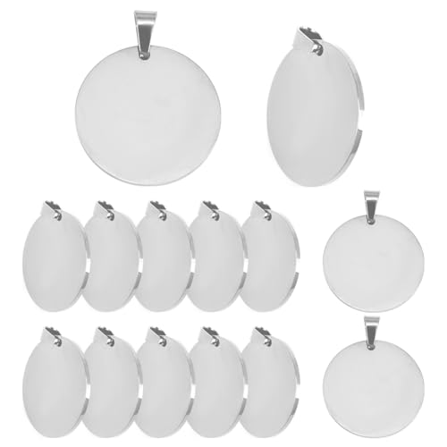 DELORIGIN 20 piezas de plata troqueladas redondas de metal colgante de acero inoxidable grabado en bruto de 25 mm colgante circular para collar collar de mascotas ID placas de nombre fabricación de