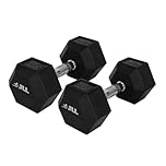 JLL Hex Dumbbell, Heavy Duty Rubber Commercial Dumbbell, Full Body Workout for Home Gym Exercise, Knurled Chrome Handle, Sold in Pairs - 14 KG