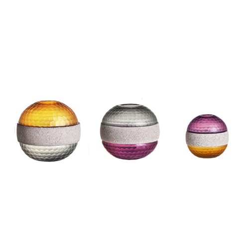 Vase maison bicolore style papier ciment JFDBGU à forme boule ronde unique - 2