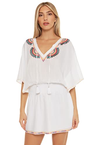 Trina Turk Women's Standard Del Rey Smocked Tunic Dress, White, Small #TOP23