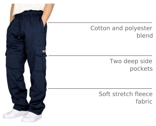 Image of Men's Cargo Sweatpants Casual Fleece Joggers Loose Fit Open Bottom Athletic Pants for Men with Pockets