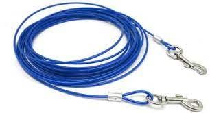Dream Home Heavy Duty Vinyl Coated Aircraft Steel Heavyweight Tie-Out Cable/Leash for Dogs up to 60LBS (15-Feet,Blue)