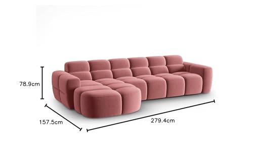 Image of LEGACY OF COMFORT Diana Modular Sectional Sofa L Shape Sofa 4 Seater Sofa Ottoman Bench As Seating for Living Room Hotel (Rose Pink)