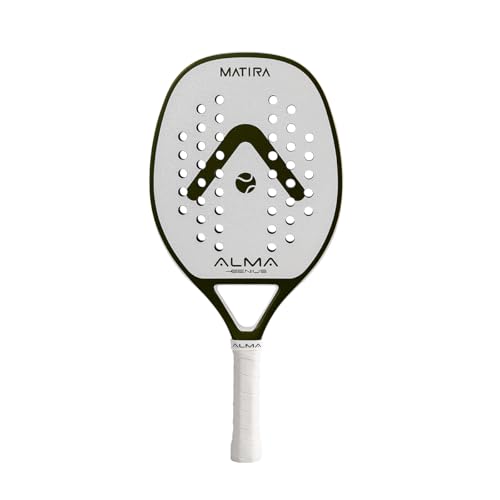 Raquete Beach Tennis Carbono 1K Matira Branca e Verde Alma Genius