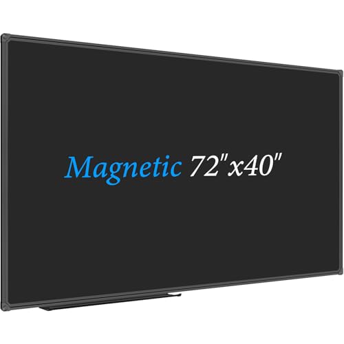 JILoffice Magnetic Chalkboard/Black Board 72 x 40 Inch, Black Aluminum Frame Board with Marker Tray for Office Home and School