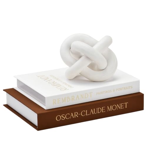 ifreeside Decorative Books for Home Aesthetic Fake Books for Modern Linen Covered Photo Storage Keepsake Box for Coffee Table Farmhouse Set of 2(Brown-White)