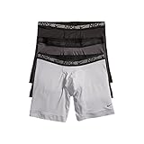 Nike Men`s Dri-FIT Flex Micro Performance Boxer Briefs 3 Pack (Wolf Grey(KE1028-971)/A_Black,...