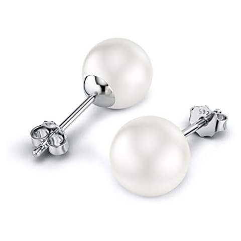 925 Sterling Silver 6mm Cultured Pearl Earrings,Freshwater Pearl Earrings Hypoallergenic Pearl Stud Earrings Cover