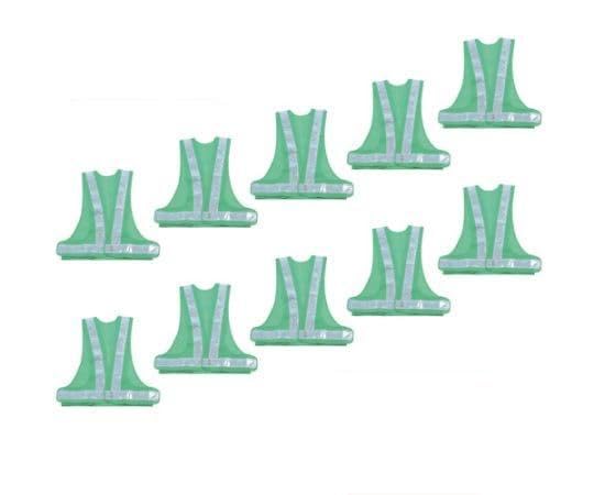 トラスコ中山 まとめ買い 安全ベスト 緑*シルバー ポリエステル製 10着