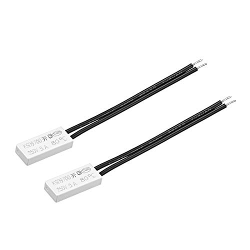 sourcing map KSD9700 Thermostat, 80℃ Normally Open Temperature Switch, N.O 5A Thermal Switch Temperature Controller 2pcs