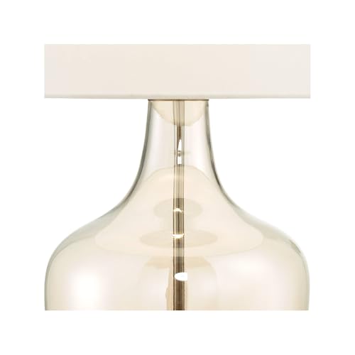 Possini Euro Design Ania 31" Tall Jar Large Modern Coastal Country Cottage End Table Lamp Clear Champagne Glass Single Off-White Shade Living Room Bedroom Bedside Nightstand House Office Home - Image 6