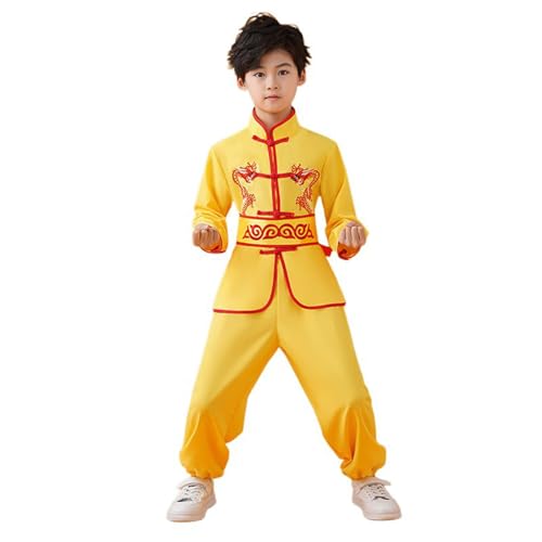 1 vêtement pour garçon et fille - Costume chinois - Uniformes - Arts traditionnels - Costume de citrouille pour adulte, jaune, 11-12 ans
