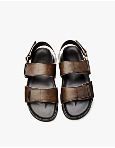 Men's Sandals Thick-Soled Leather Soft-Soled Beach Shoes Casual Breathable Outerwear All-Match Sandals(39 Code)4