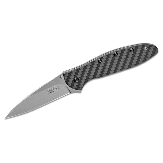 Kershaw Leek Carbon Fiber Stonwash Pocketknife, 3" CPM 154 Steel Blade, SpeedSafe Assisted Opening Folding EDC