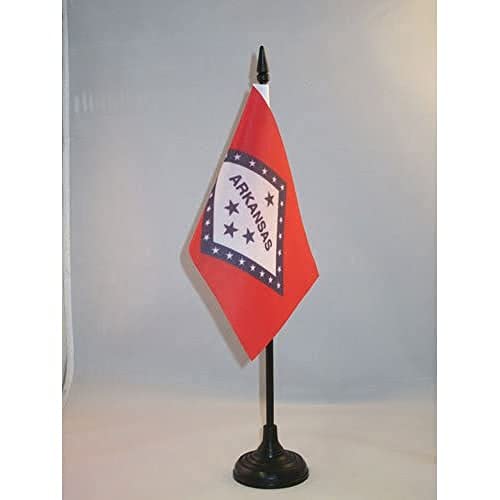 AZ FLAG, Arkansas Table Flag 4'' x 6'', US state of Arkansas Office Mini Banner 100% Polyester 15 x 10 cm