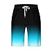 Shorts for Men Drawstring Elastic Waist Fashion Gradient Print Beach Shorts Loose Casual Athletic Workout Short Pants Sky Blue