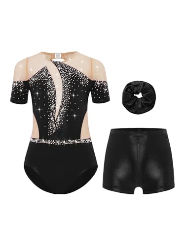 Justaucorps gymnastique fille manches courtes rose ballet 5-16 ans